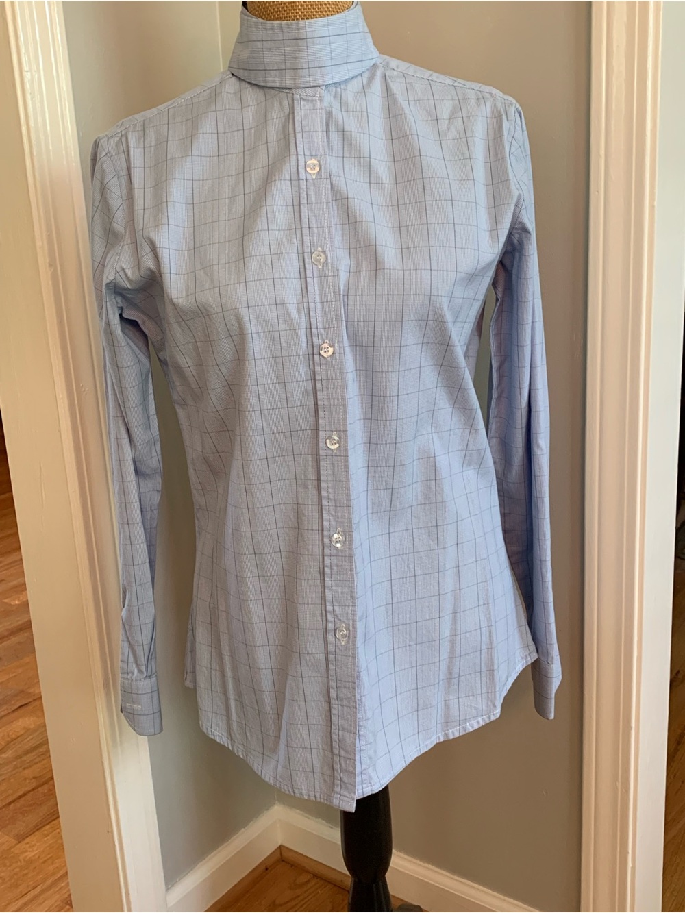 Light Blue Windowpane Button-Up English Hunt Shirt